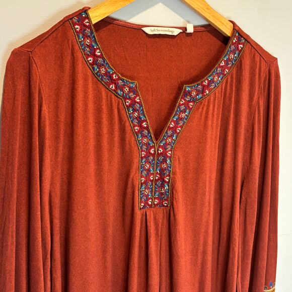 Soft Surroundings Burnt Orange Jersey Knit Tunic Top - size Large - Picture 2 of 6